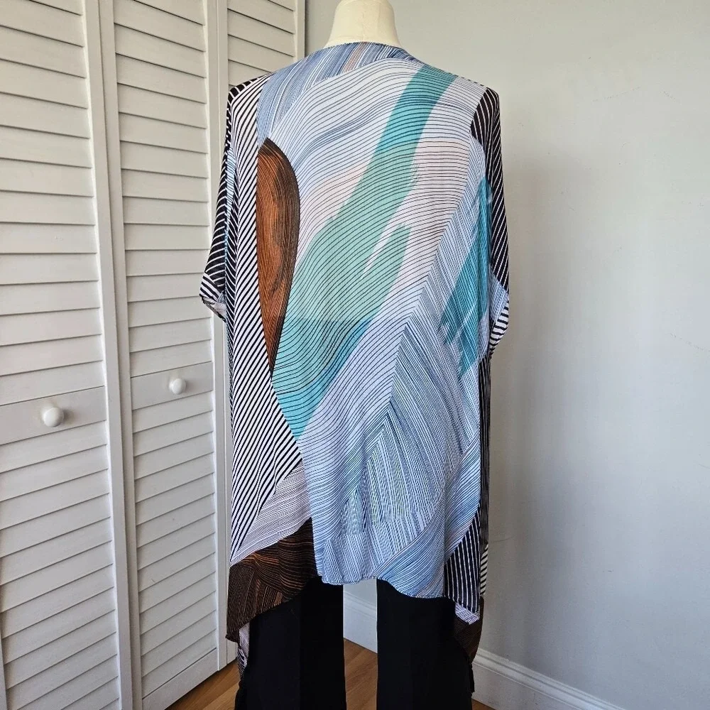 Moss Rose Lightweight Kimono Beach Coverup OS Lagenlook Artsy Vacation Chic Boho